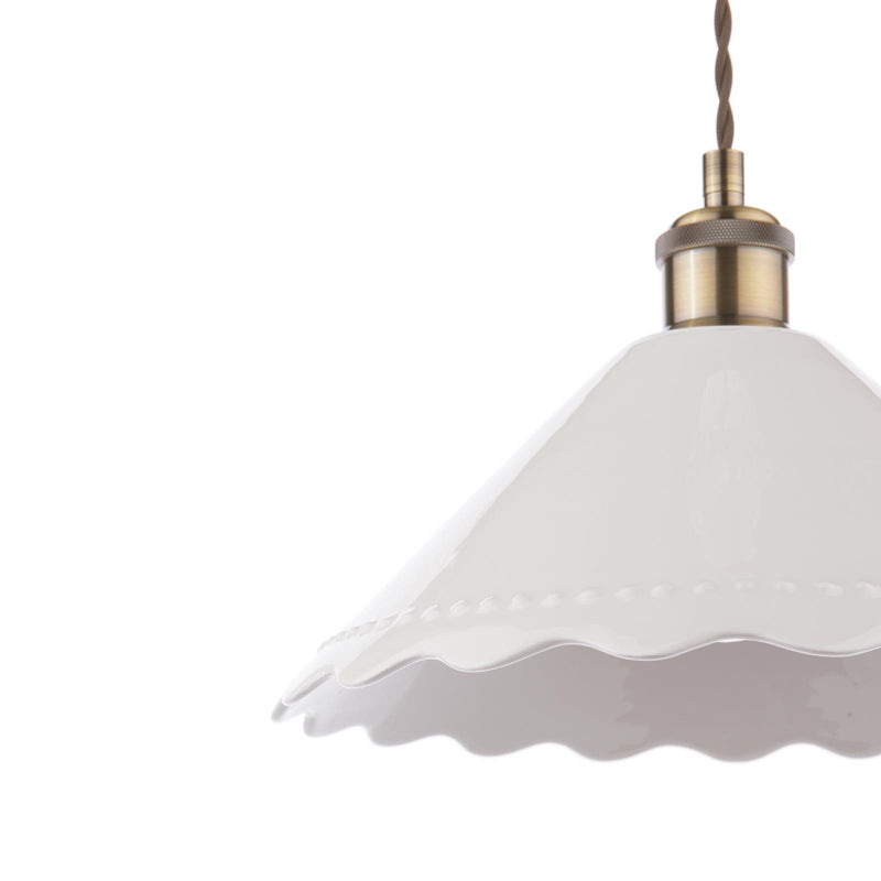 Laura Ashley Daws Pendant White Ceramic and Antique Brass • LA3756520-Q