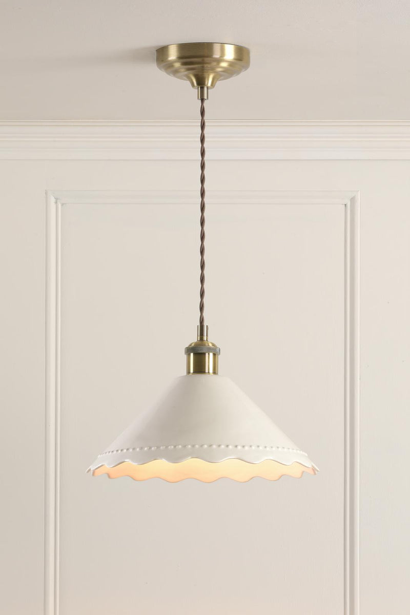Laura Ashley Daws Pendant White Ceramic and Antique Brass • LA3756520-Q