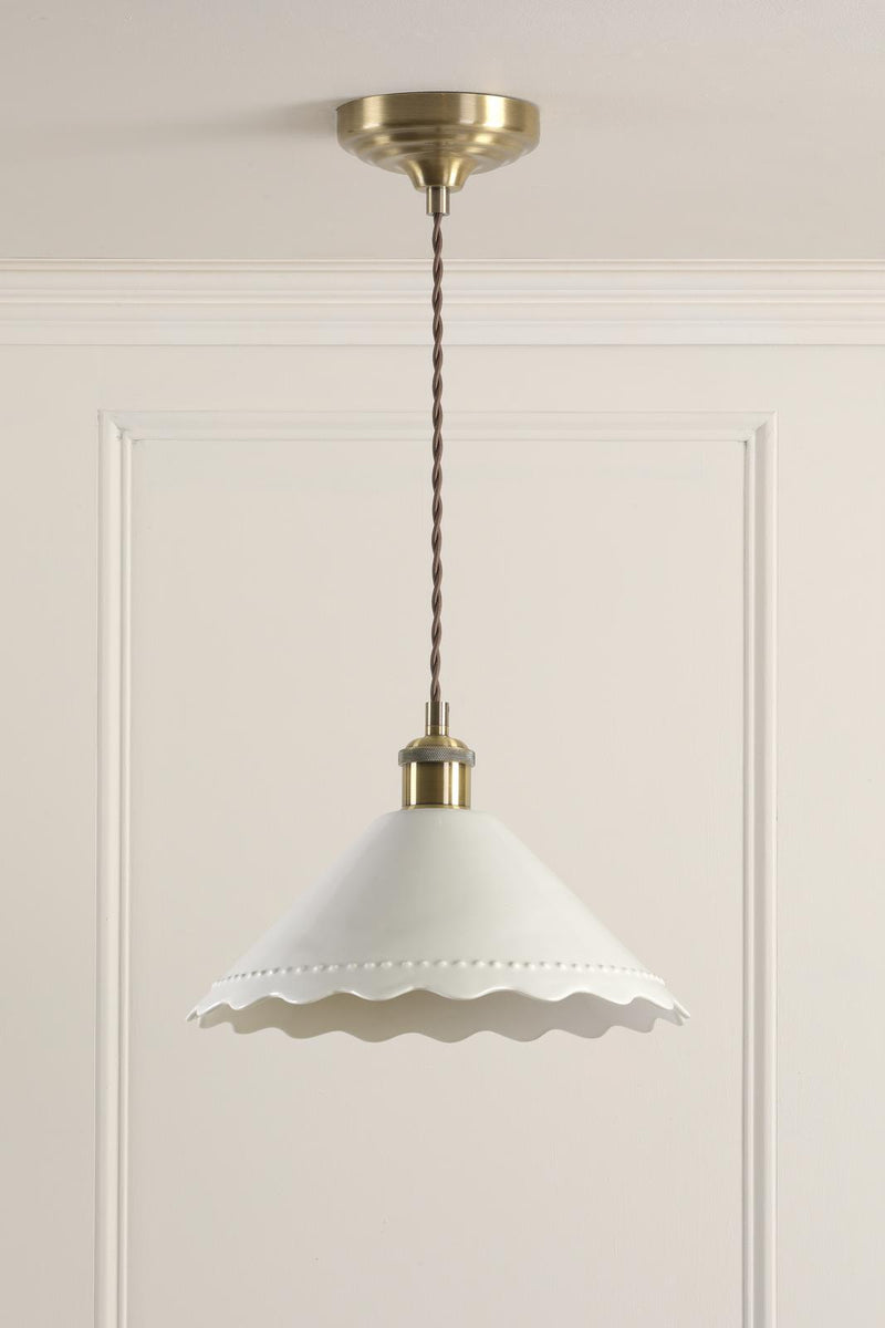 Laura Ashley Daws Pendant White Ceramic and Antique Brass • LA3756520-Q