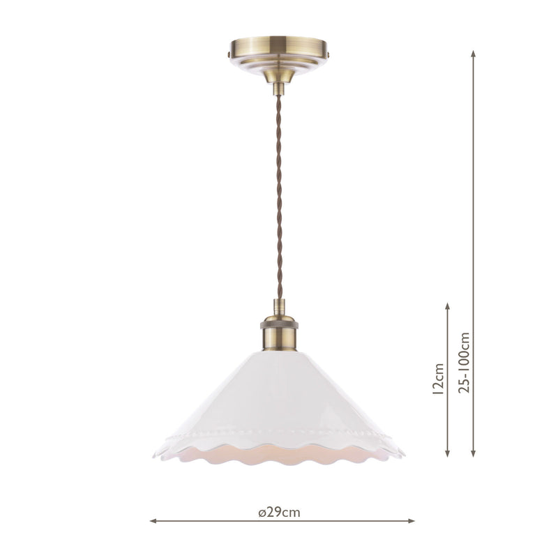 Laura Ashley Daws Pendant White Ceramic and Antique Brass • LA3756520-Q