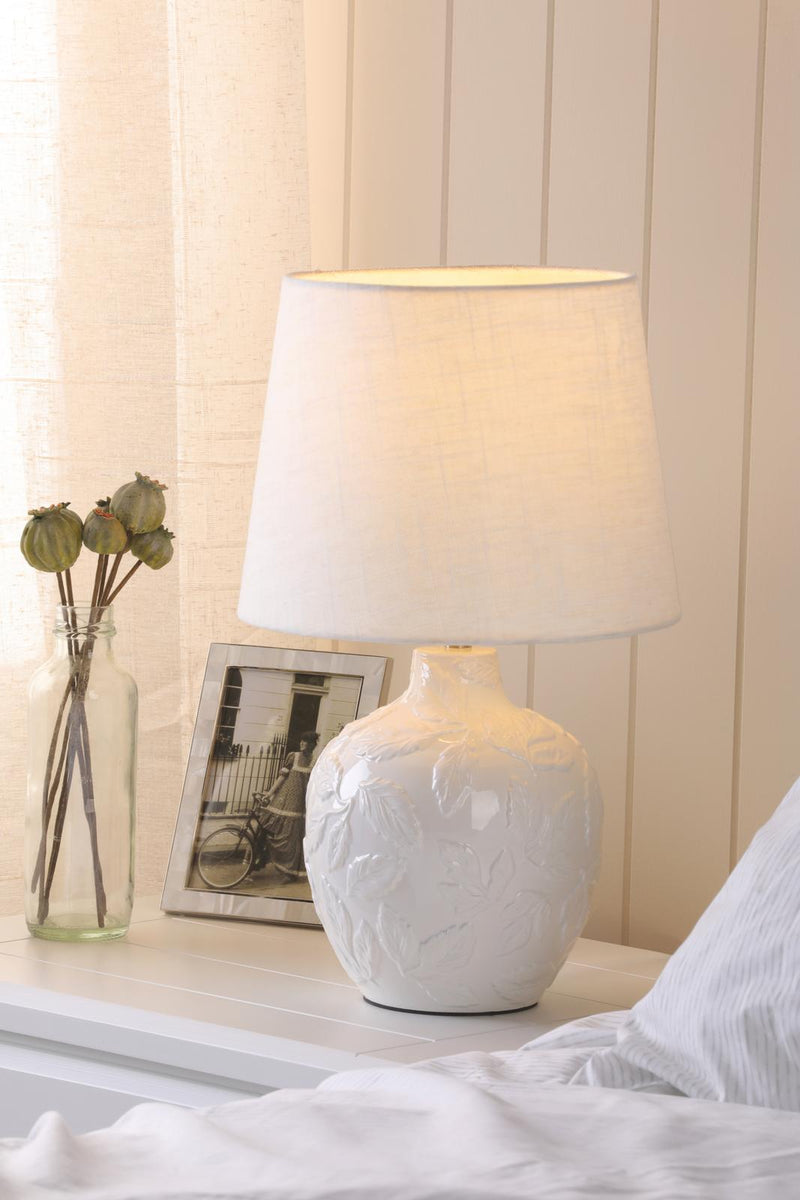 Laura Ashley Redhall Table Lamp White Ceramic and Polished Chrome With Shade • LA3756521-Q