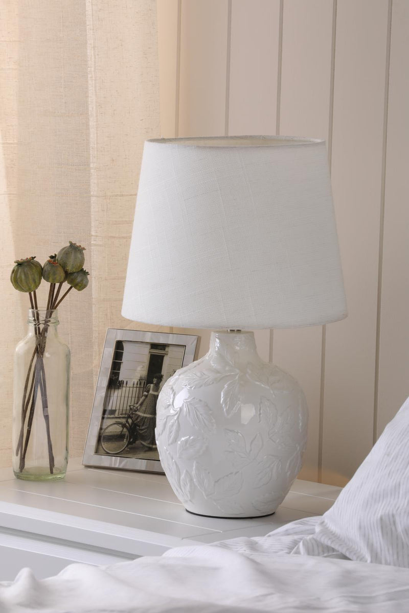 Laura Ashley Redhall Table Lamp White Ceramic and Polished Chrome With Shade • LA3756521-Q