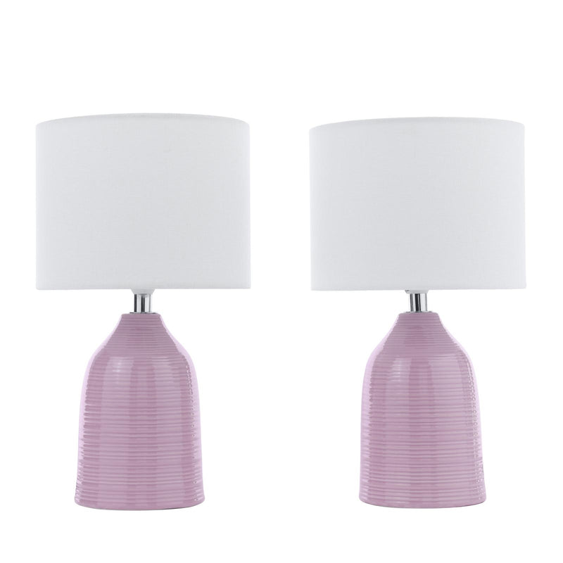 Laura Ashley Penny Table Lamp Purple Ceramic and Polished Chrome With Shade (Twin Pack) • LA3756522-Q