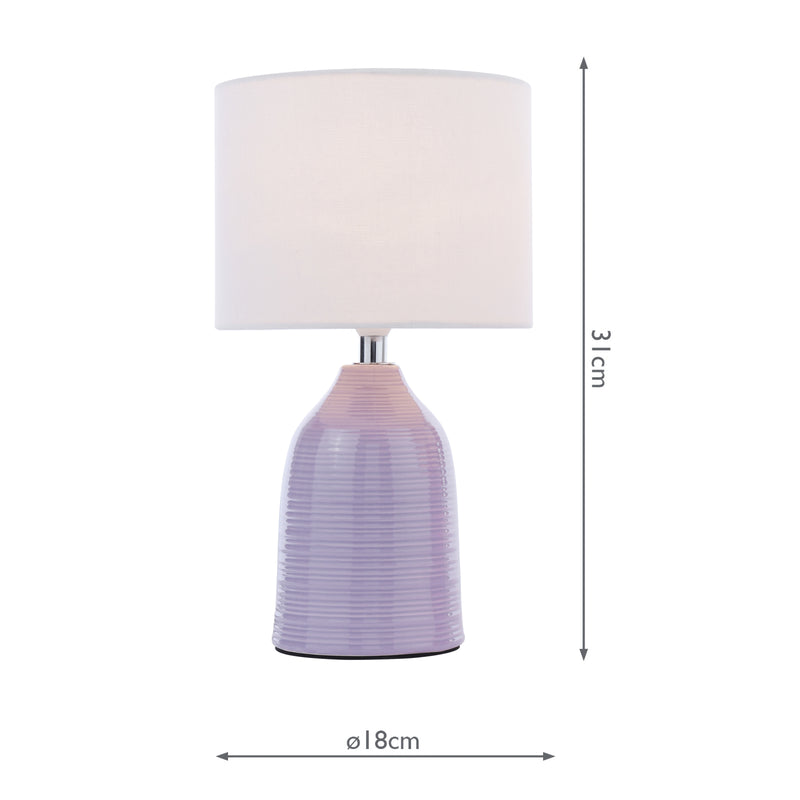 Laura Ashley Penny Table Lamp Purple Ceramic and Polished Chrome With Shade (Twin Pack) • LA3756522-Q