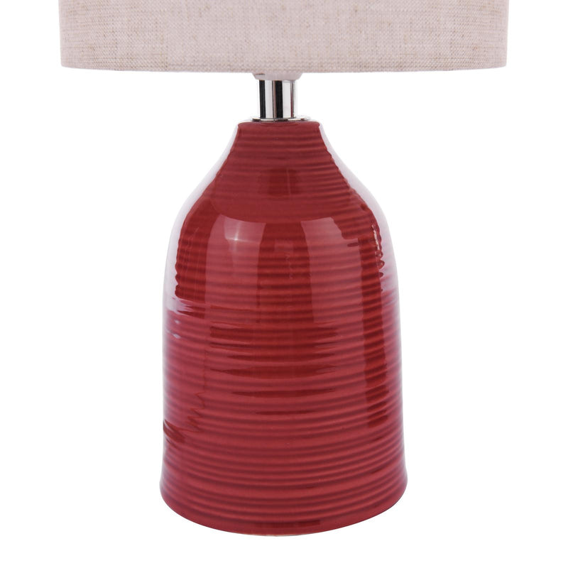 Laura Ashley Penny Table Lamp Red Ceramic and Polished Chrome With Shade (Twin Pack) • LA3756523-Q