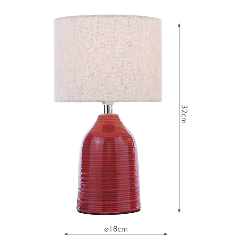Laura Ashley Penny Table Lamp Red Ceramic and Polished Chrome With Shade (Twin Pack) • LA3756523-Q