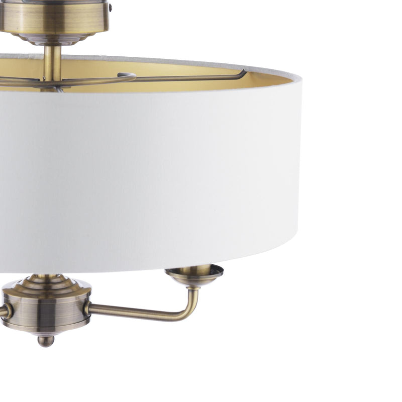 Laura Ashley Sorrento 3 Light Semi-Flush Antique Brass With Ivory Shade • LA3756549-Q