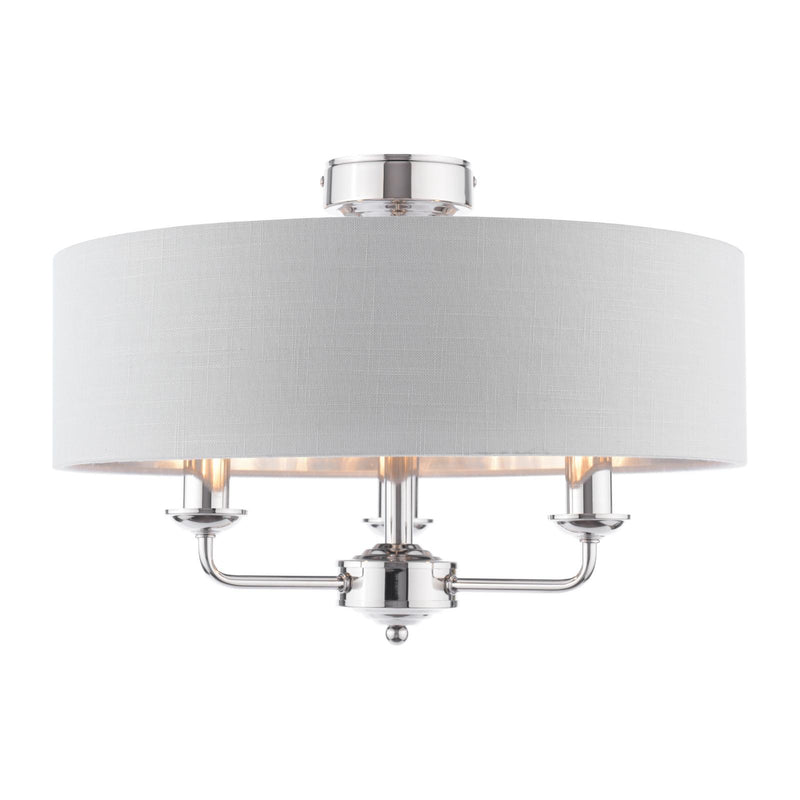 Laura Ashley Sorrento 3 Light Semi-Flush Polished Nickel With Silver Shade • LA3756551-Q