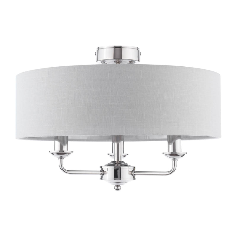 Laura Ashley Sorrento 3 Light Semi-Flush Polished Nickel With Silver Shade • LA3756551-Q
