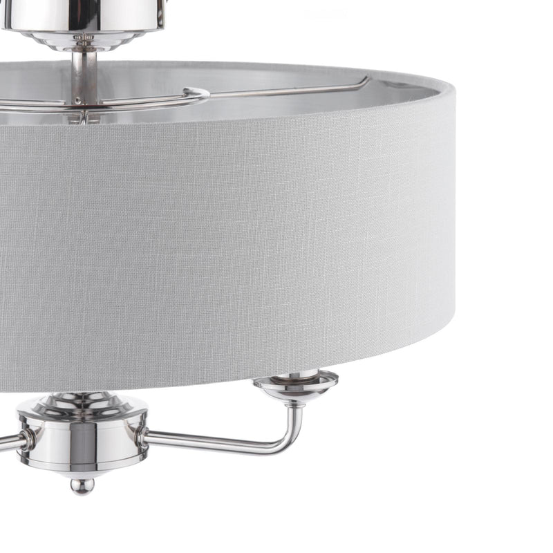 Laura Ashley Sorrento 3 Light Semi-Flush Polished Nickel With Silver Shade • LA3756551-Q