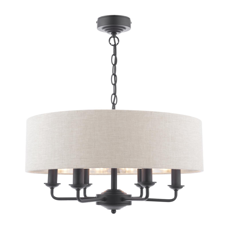 Laura Ashley Sorrento 6 Light Shadelier Matt Black With Natural Shade • LA3756554-Q