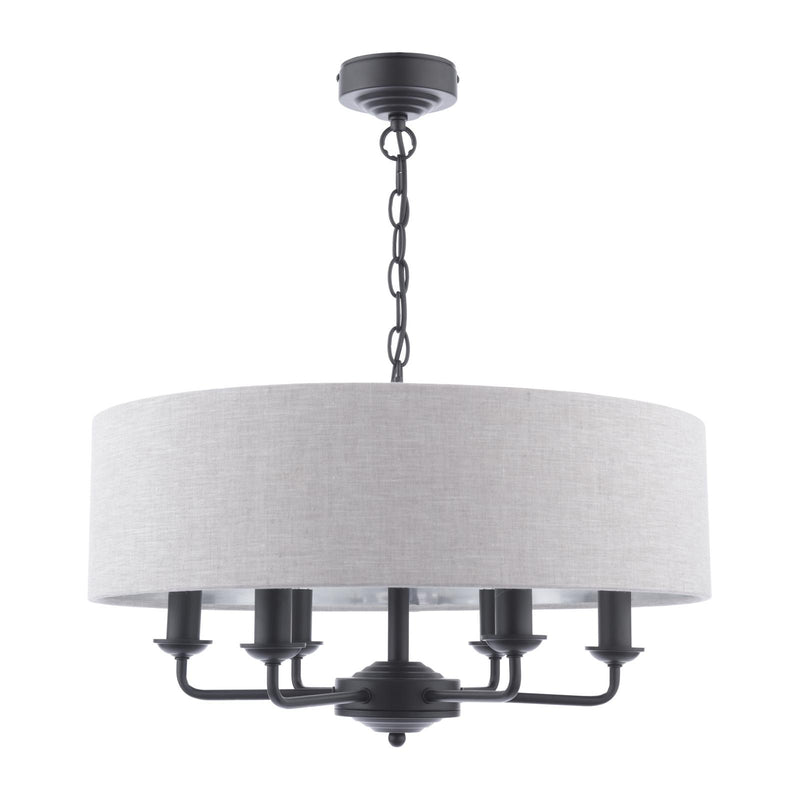 Laura Ashley Sorrento 6 Light Shadelier Matt Black With Natural Shade • LA3756554-Q