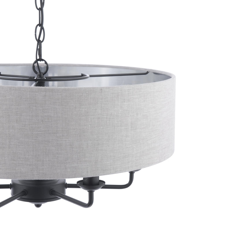 Laura Ashley Sorrento 6 Light Shadelier Matt Black With Natural Shade • LA3756554-Q