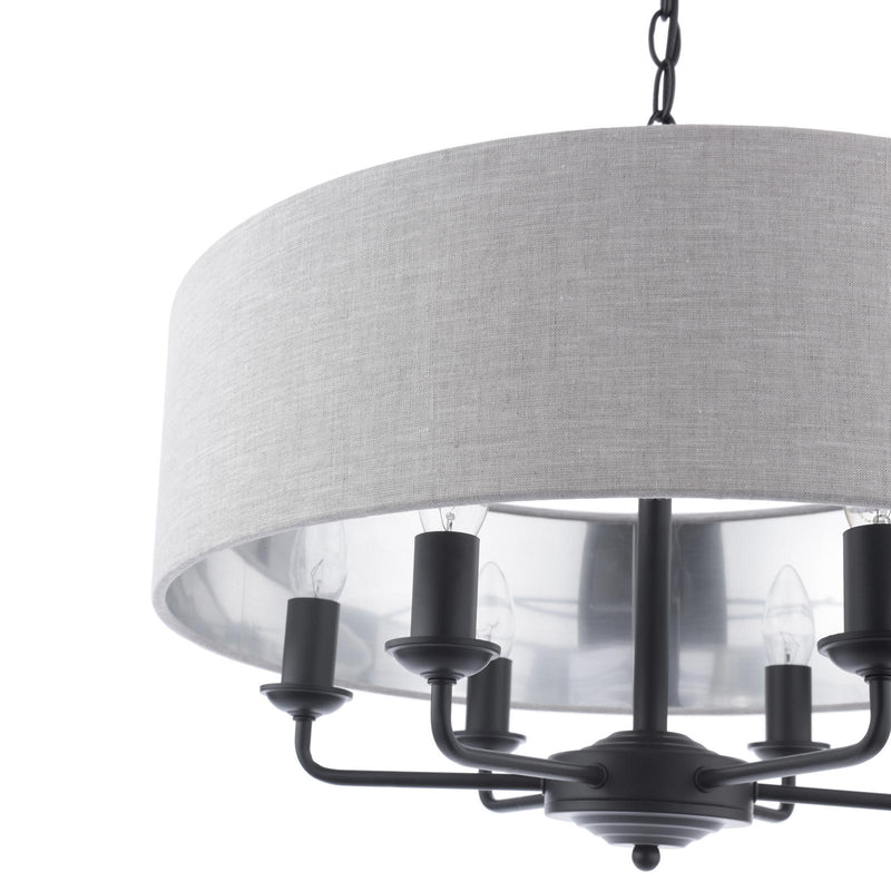 Laura Ashley Sorrento 6 Light Shadelier Matt Black With Natural Shade • LA3756554-Q