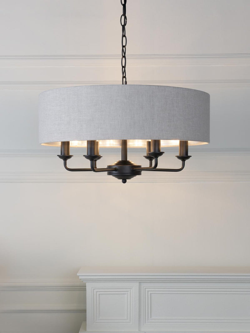 Laura Ashley Sorrento 6 Light Shadelier Matt Black With Natural Shade • LA3756554-Q