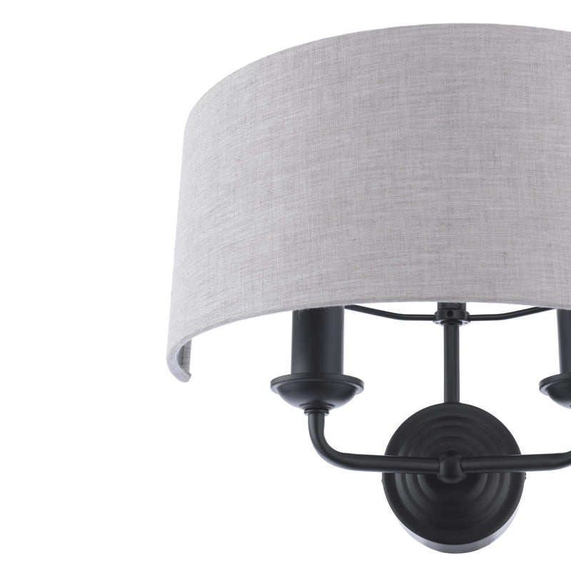 Laura Ashley Sorrento 2 Light Wall Light Matt Black With Natural Shade • LA3756555-Q