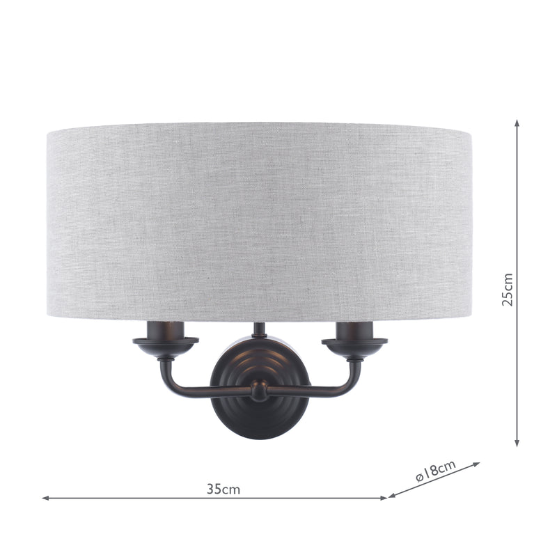 Laura Ashley Sorrento 2 Light Wall Light Matt Black With Natural Shade • LA3756555-Q