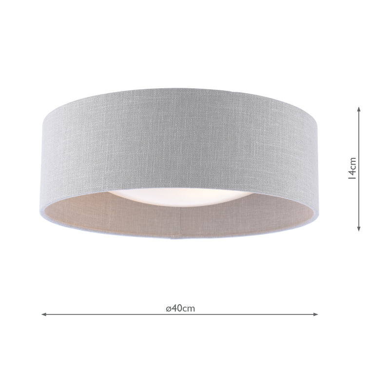 Laura Ashley Bacall 2 Light Flush Natural and White With Shade • LA3756564-Q