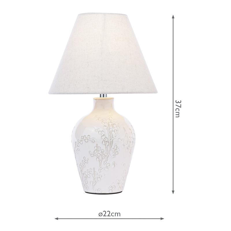 Laura Ashley Pussywillow Table Lamp Cream Ceramic With Shade (Twin Pack) • LA3756565-Q