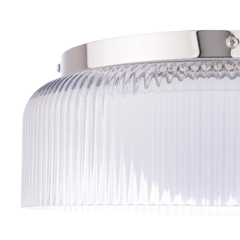 Laura Ashley Charissa Bathroom Ceiling Light Polished Chrome and Ribbed Glass IP44 • LA3756570-Q