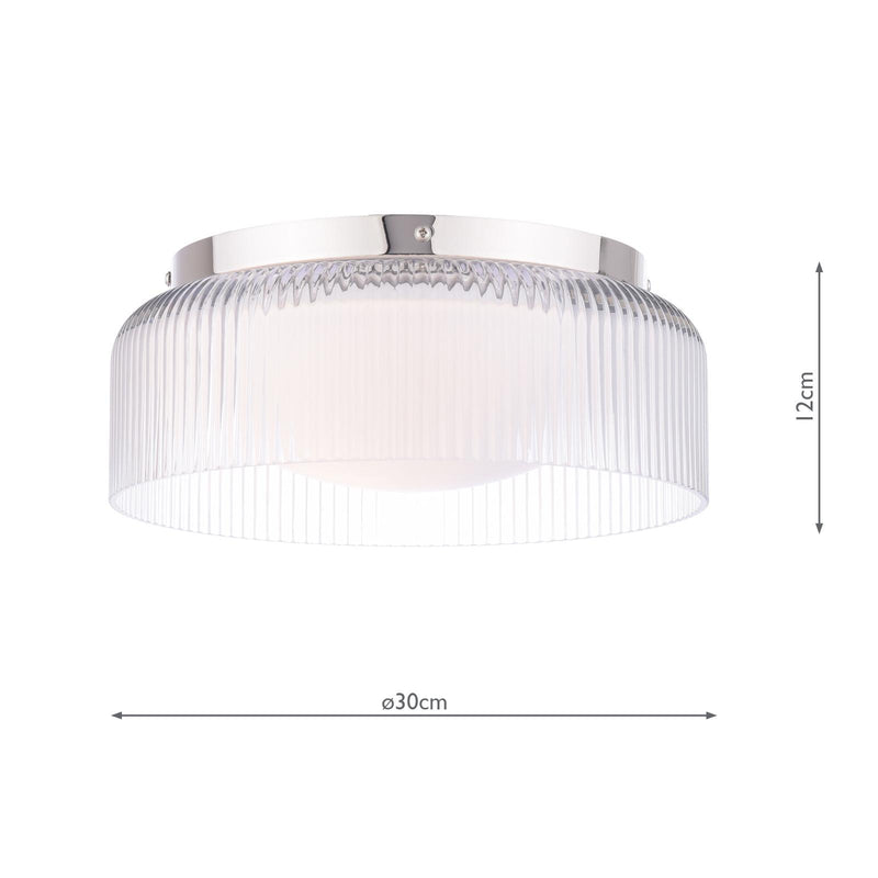 Laura Ashley Charissa Bathroom Ceiling Light Polished Chrome and Ribbed Glass IP44 • LA3756570-Q