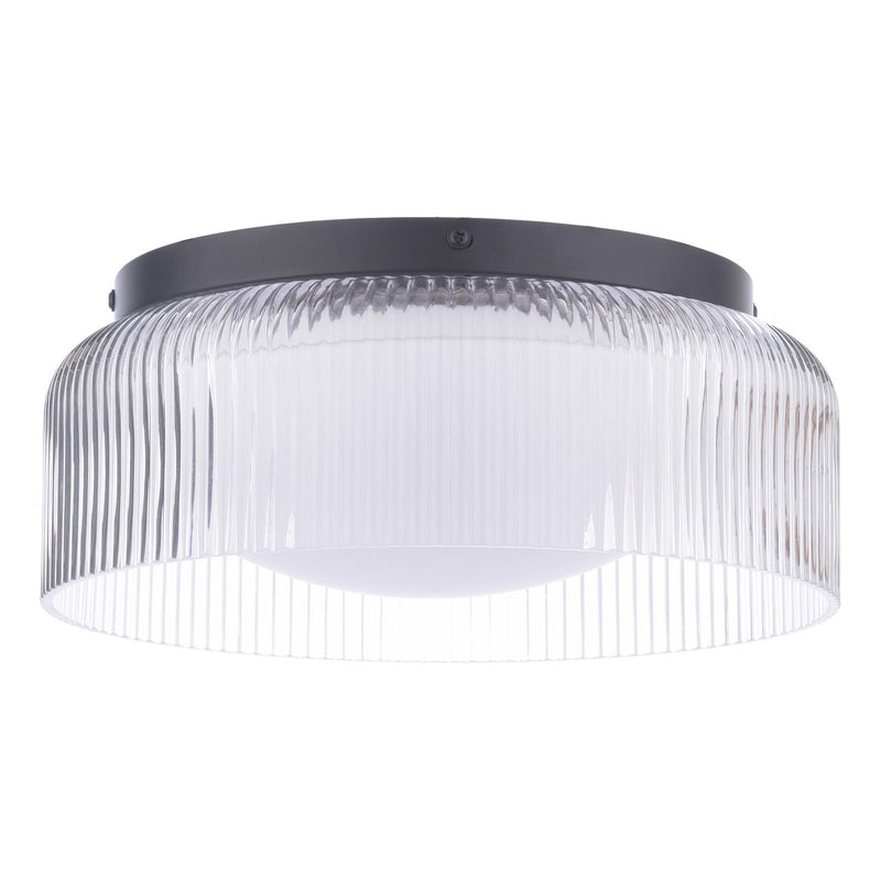 Laura Ashley Charissa Bathroom Ceiling Light Matt Black and Ribbed Glass IP44 • LA3756572-Q