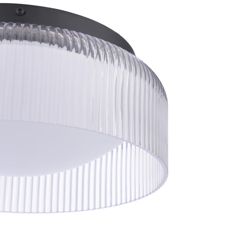 Laura Ashley Charissa Bathroom Ceiling Light Matt Black and Ribbed Glass IP44 • LA3756572-Q