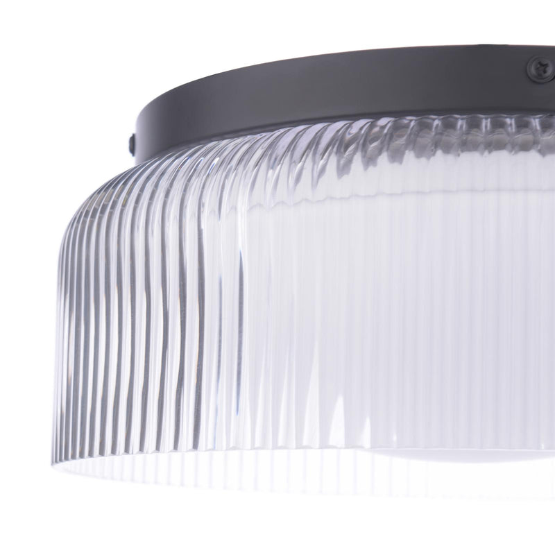 Laura Ashley Charissa Bathroom Ceiling Light Matt Black and Ribbed Glass IP44 • LA3756572-Q
