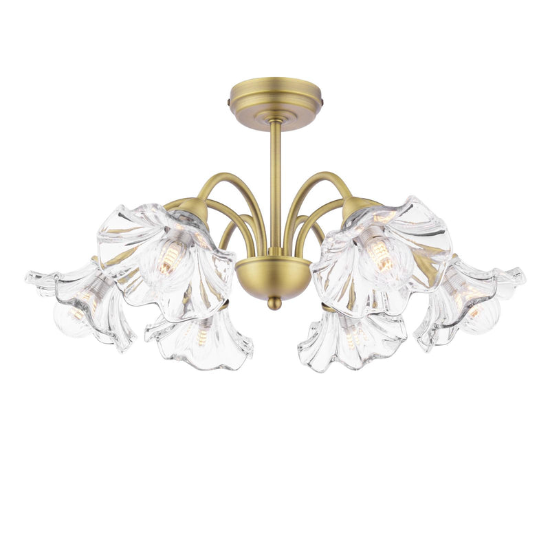 Laura Ashley Kerswell 6 Light Semi-Flush Matt Antique Brass and Glass • LA3756582-Q