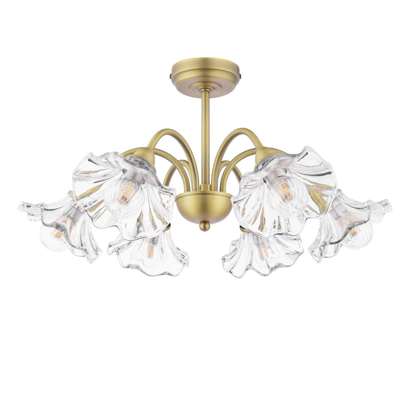 Laura Ashley Kerswell 6 Light Semi-Flush Matt Antique Brass and Glass • LA3756582-Q