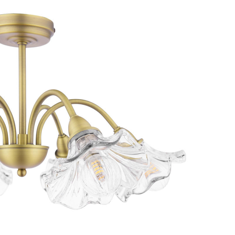 Laura Ashley Kerswell 6 Light Semi-Flush Matt Antique Brass and Glass • LA3756582-Q