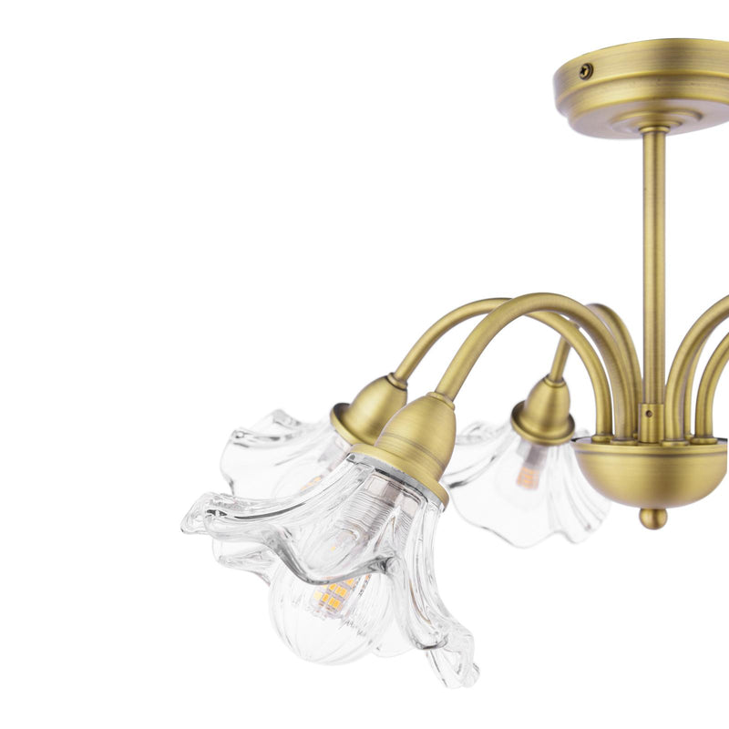 Laura Ashley Kerswell 6 Light Semi-Flush Matt Antique Brass and Glass • LA3756582-Q