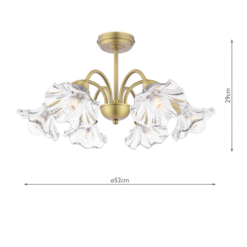 Laura Ashley Kerswell 6 Light Semi-Flush Matt Antique Brass and Glass • LA3756582-Q