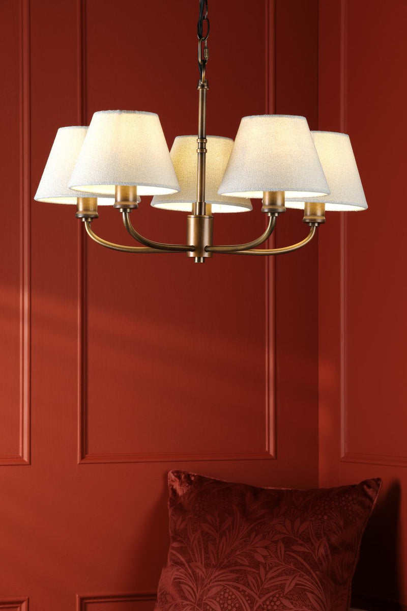 Laura Ashley Denston 5 Light Pendant Antique Bronze With Shade • LA3756585-Q