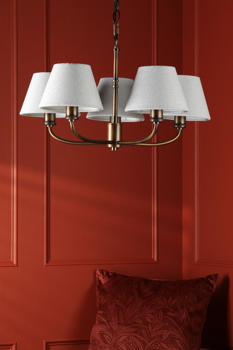 Laura Ashley Denston 5 Light Pendant Antique Bronze With Shade • LA3756585-Q