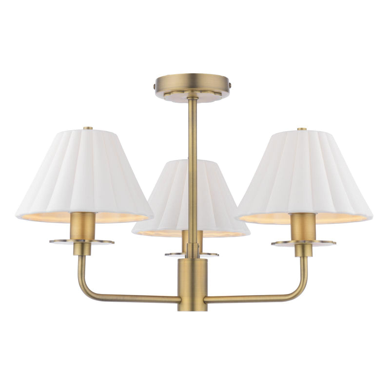 Laura Ashley Mixbury 3 Light Semi-Flush Matt Antique Brass and White Ceramic • LA3756587-Q