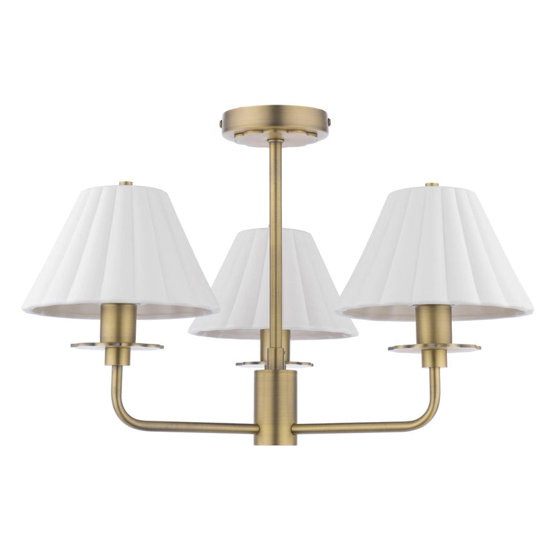Laura Ashley Mixbury 3 Light Semi-Flush Matt Antique Brass and White Ceramic • LA3756587-Q