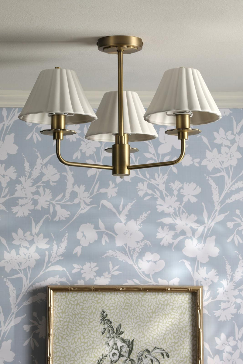 Laura Ashley Mixbury 3 Light Semi-Flush Matt Antique Brass and White Ceramic • LA3756587-Q