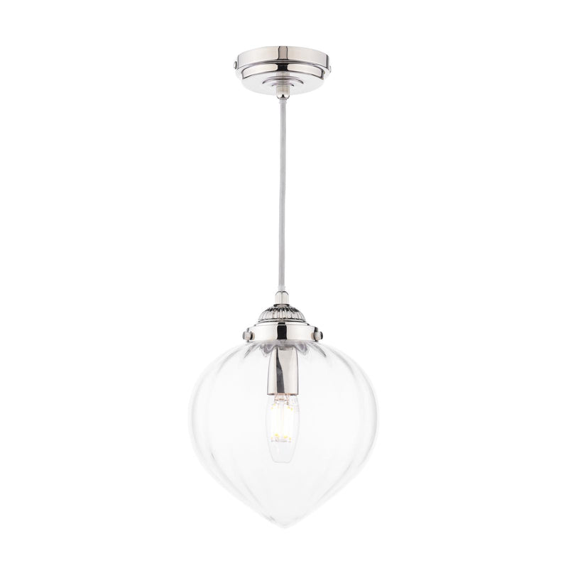 Laura Ashley Whitham Pendant Polished Nickel and Ribbed Glass • LA3756588-Q