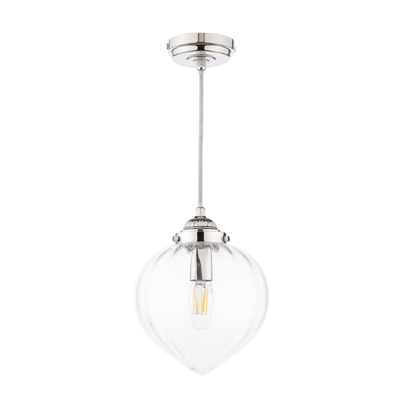 Laura Ashley Whitham Pendant Polished Nickel and Ribbed Glass • LA3756588-Q
