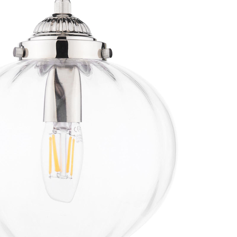 Laura Ashley Whitham Pendant Polished Nickel and Ribbed Glass • LA3756588-Q