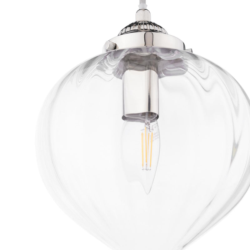 Laura Ashley Whitham Pendant Polished Nickel and Ribbed Glass • LA3756588-Q