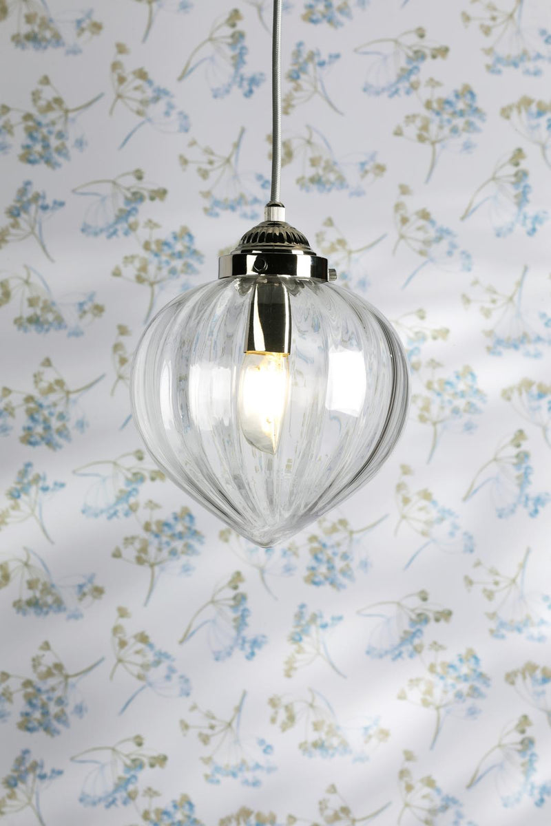 Laura Ashley Whitham Pendant Polished Nickel and Ribbed Glass • LA3756588-Q