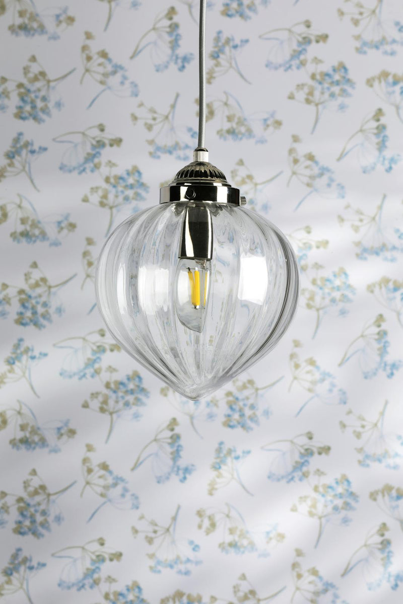 Laura Ashley Whitham Pendant Polished Nickel and Ribbed Glass • LA3756588-Q