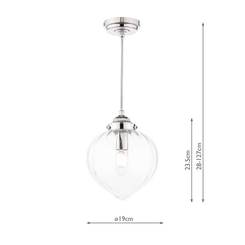 Laura Ashley Whitham Pendant Polished Nickel and Ribbed Glass • LA3756588-Q