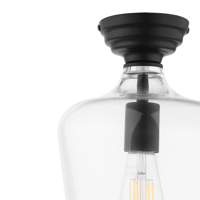 Laura Ashley Ockley Semi-Flush Matt Black and Glass • LA3756589-Q