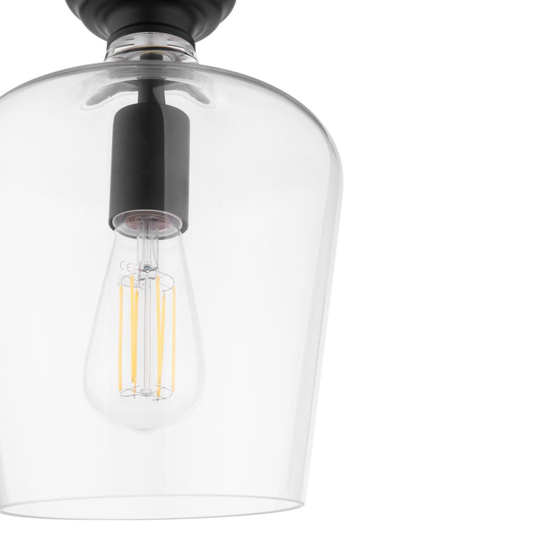 Laura Ashley Ockley Semi-Flush Matt Black and Glass • LA3756589-Q