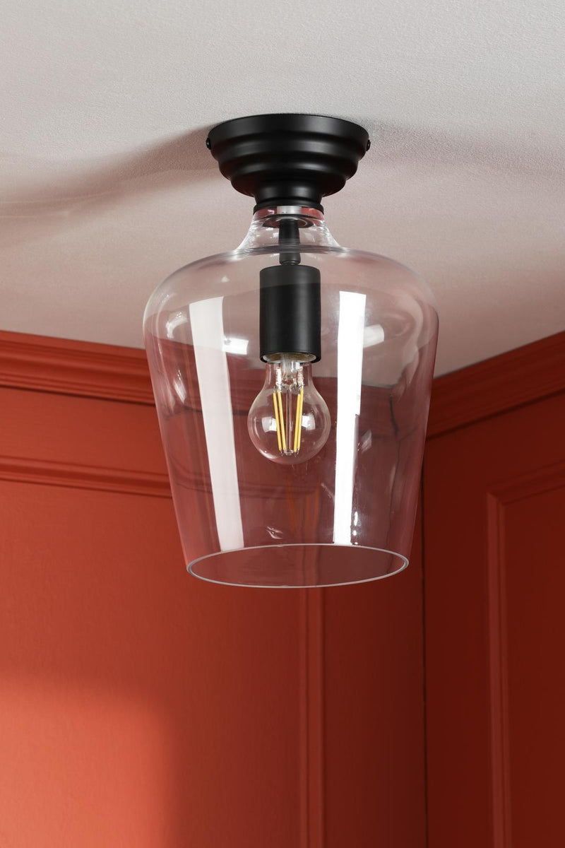 Laura Ashley Ockley Semi-Flush Matt Black and Glass • LA3756589-Q