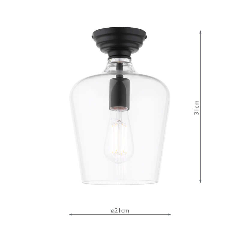Laura Ashley Ockley Semi-Flush Matt Black and Glass • LA3756589-Q