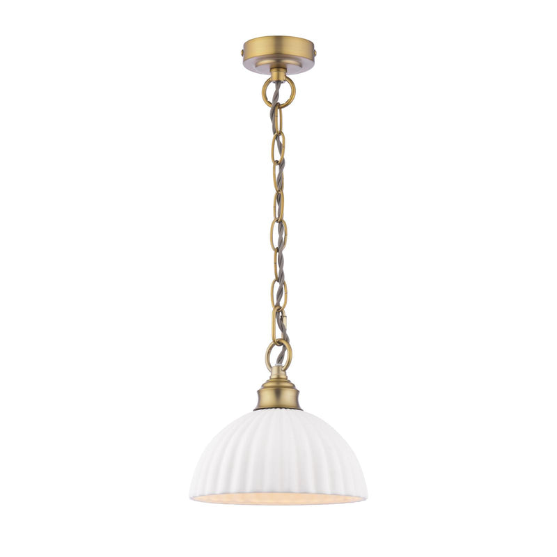 Laura Ashley Durford Small Pendant Matt Antique Brass and White • LA3756590-Q